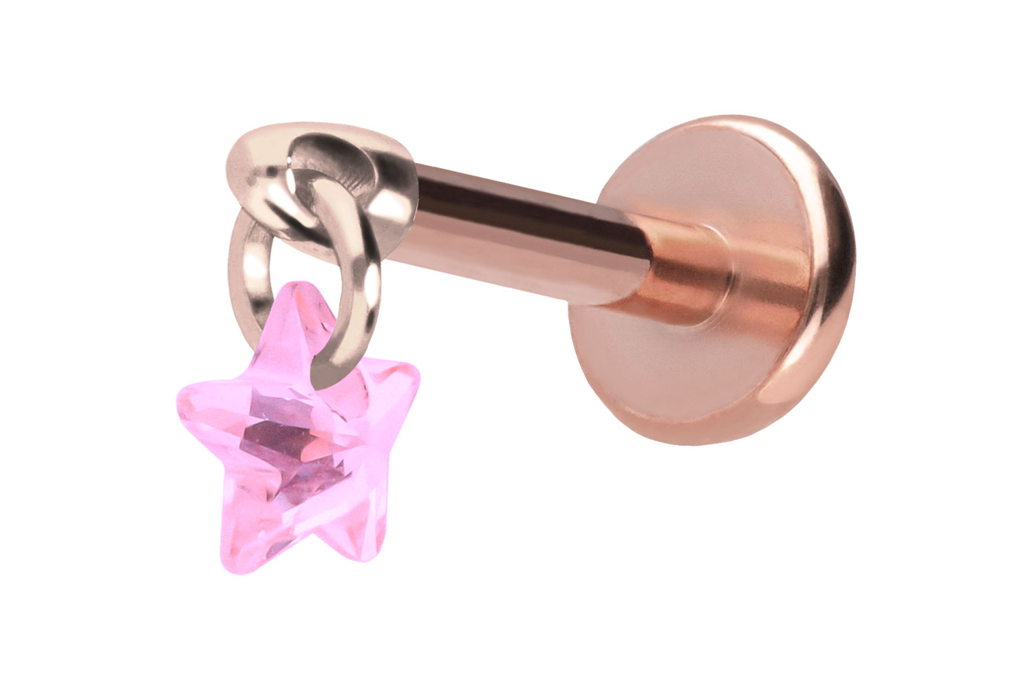 Titan Labret Piercing mit Push Fit KRISTALLSTERN